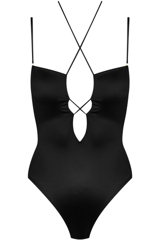 Maison Close French Kiss Strap Thong Bodysuit Black