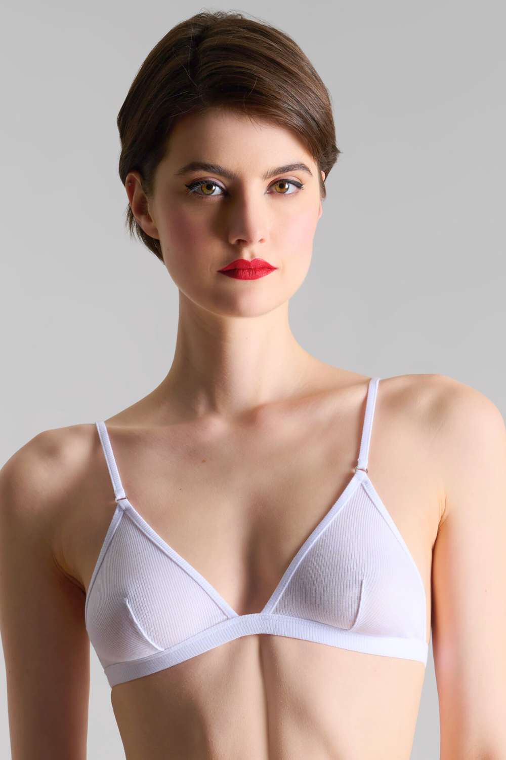 Wolford Triangle Bralette in Pearl, White. Size S (also in XS).