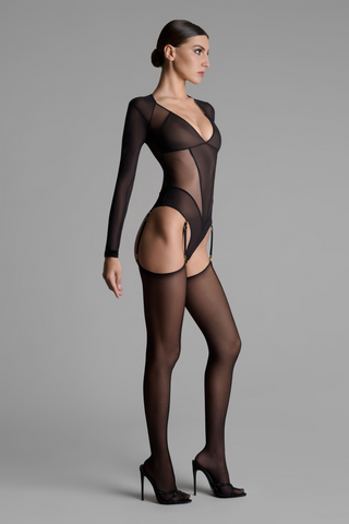 Black Long Sleeve Thong Bodysuit Maison Close L'Amoureuse