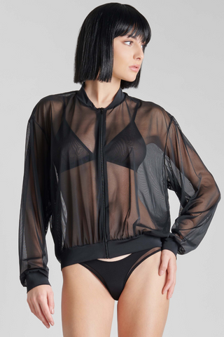 Maison Close Pure Tentation Sheer Bomber Jacket Black