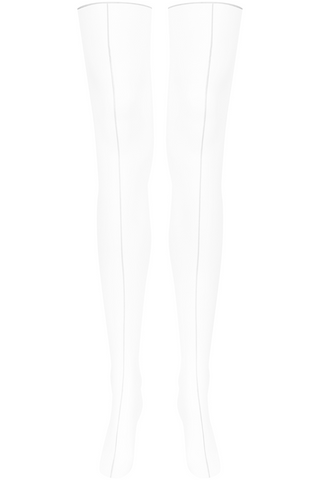 Maison Close Double Seam Cut & Curled Stockings 10 Denier White