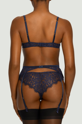 Muse by Coco de Mer Beatrice Suspender Belt Navy