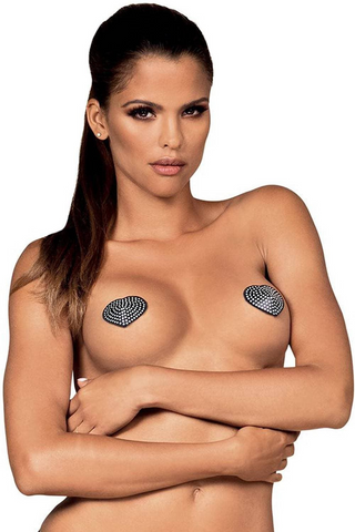 Obsessive Black Crystal Heart Nipple Covers A750