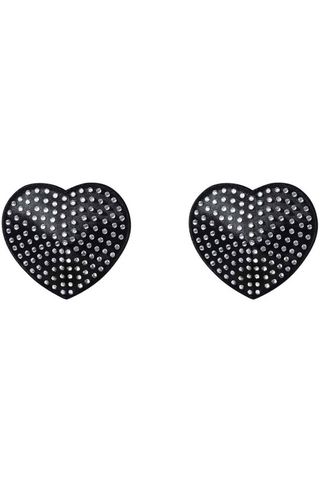 Obsessive Black Crystal Heart Nipple Covers A750