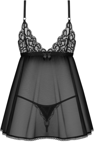 Obsessive Blomentis Babydoll & Thong Black