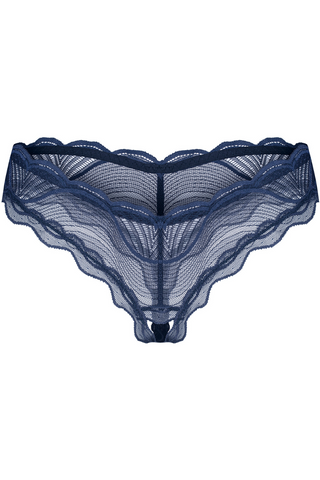 Blue Lace Crotchless Thong | Obsessive Nightly Blue | Ouvert Knickers