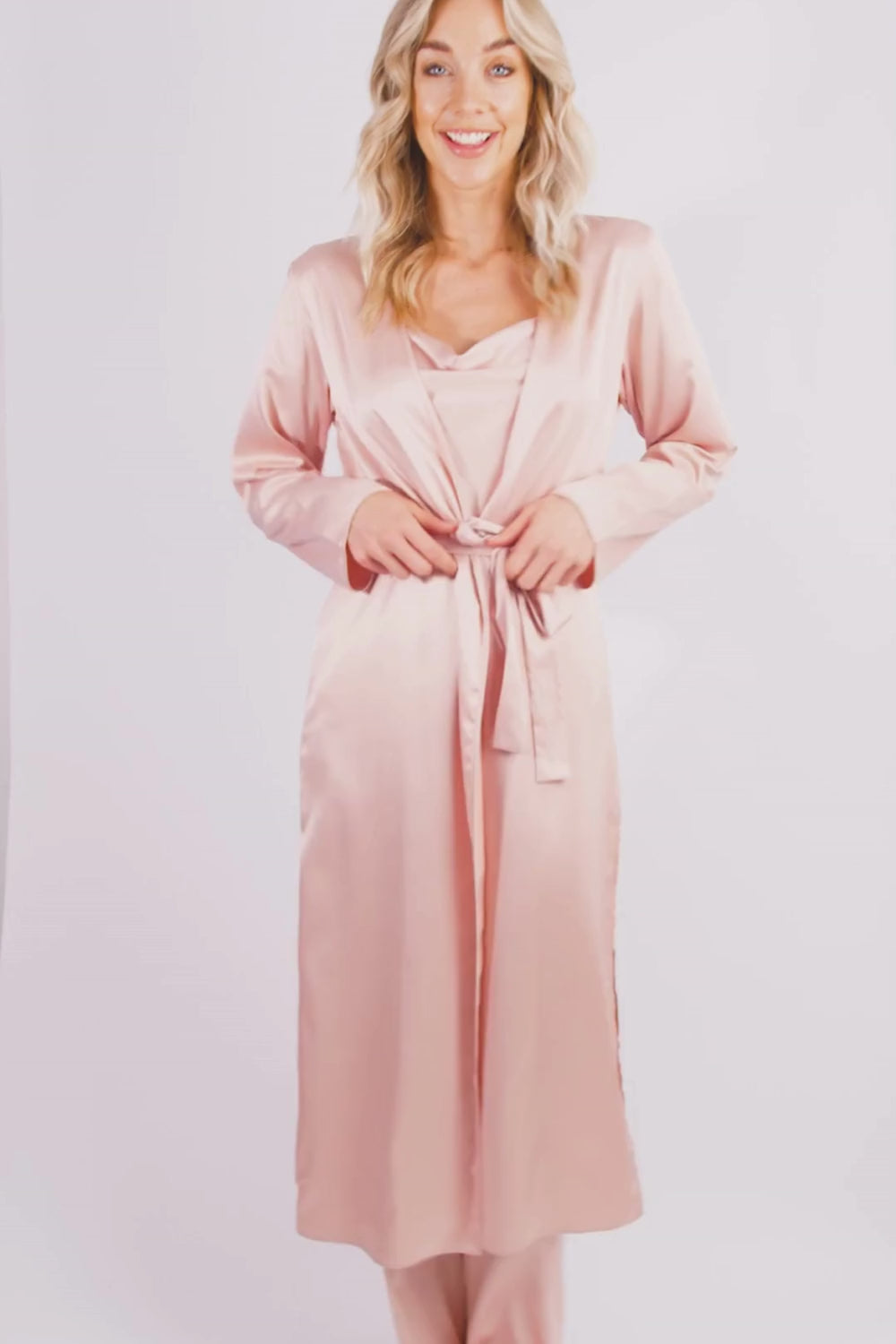 Lingadore Long Satin Kimono Rose Smoke