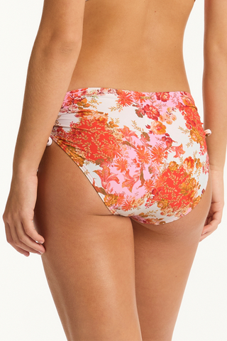 Sea Level Daisyfield Drawstring Bikini Bottom Coral