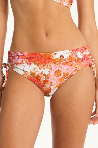 Sea Level Daisyfield Drawstring Bikini Bottom Coral