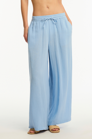 Sea Level Sunset Cornflower Blue Beach Pants 