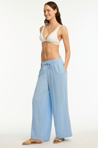 Sea Level Sunset Cornflower Blue Beach Pants 